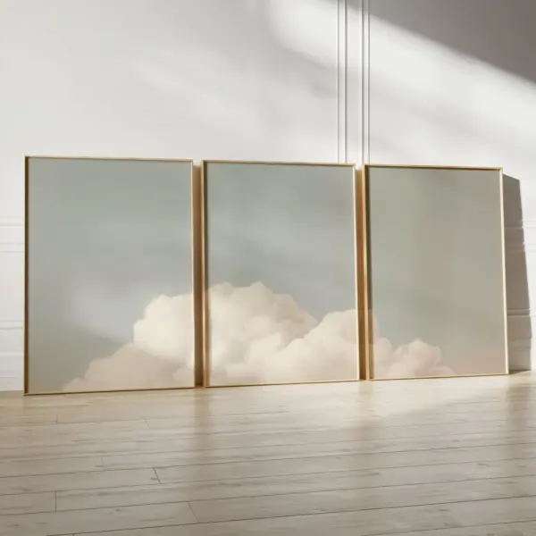 Dreamy Clouds Prints - Set of 3, Cloud Poster, Minimalist Printable Wall Art, Japandi, Wall Art Over the Bed, Above Bed Decor, Bedroom Decor - Image 3