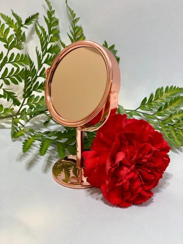 Rose Gold Round Table Mirror- Dual side - Image 2