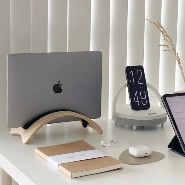 Vertical laptop stand dock, Laptop holder for desk organization | Aesthetic desk accessory| Perfect Fathers day gift. - Image 3