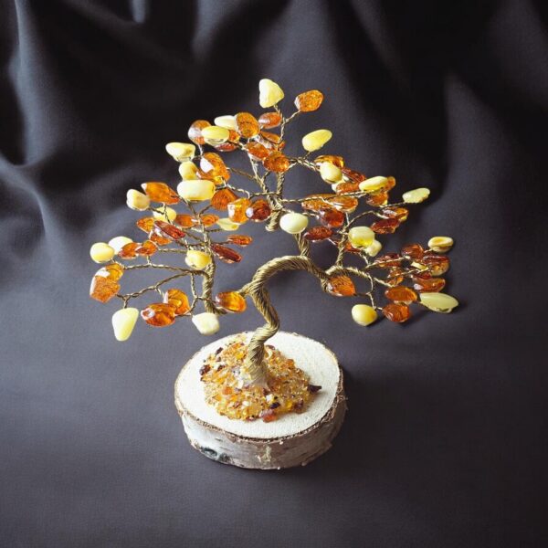 Handmade Amber Bonsai Tree Gift, Large Baltic Amber Tree of Life Luck Happiness, Amber Gemstone Chakra Tree Amber Bonsai Money Trees Gifts - Image 3