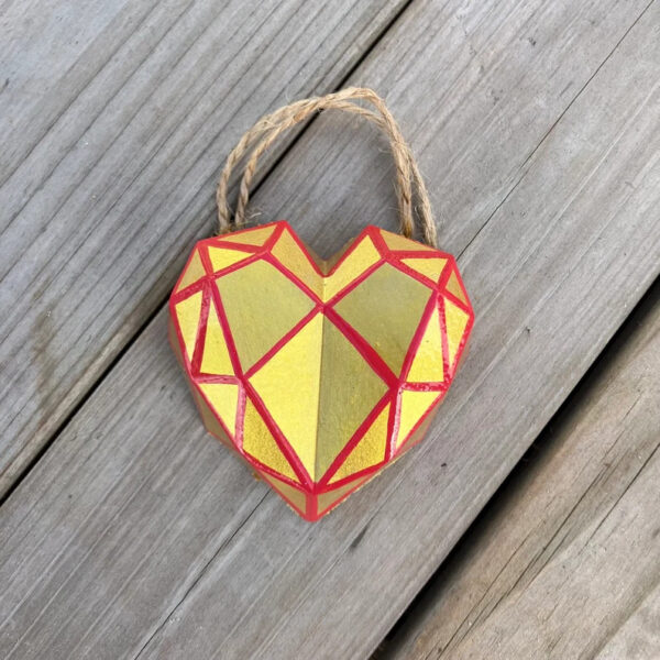 Heart Ornaments, Valentines Day Gift, Heart Gift, Valentines Day Party Favors, Heart Home Decor, Geometric Heart, Ornaments, Gift For Love - Image 3