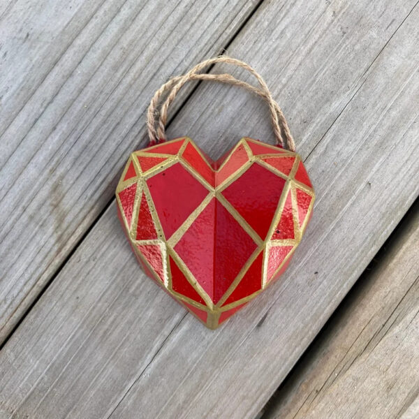 Heart Ornaments, Valentines Day Gift, Heart Gift, Valentines Day Party Favors, Heart Home Decor, Geometric Heart, Ornaments, Gift For Love - Image 2